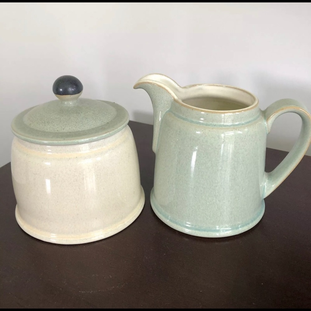 Denby Energy Stoneware Sugar & Creamer Set Celedon